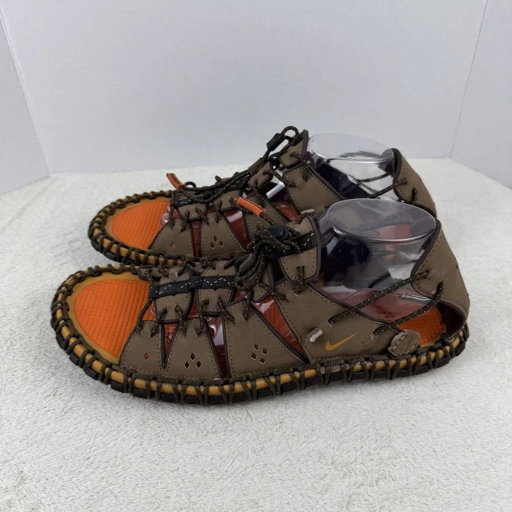 RARE! Vintage Nike ACG Considered Cooper Canyon Brown Leather‎ Sandals Sz 11-EUC